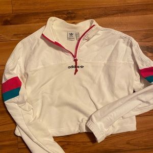 Women’s Adidas white/ pink half zip